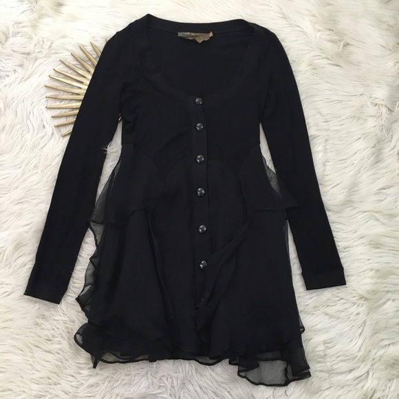 Twelve by Twelve Sweaters - 🖤SOLD🖤Twelve By Twelve Silk Ruffles Cardigan